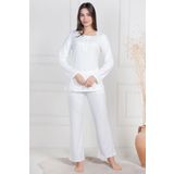 Mecit 6104 Ekru Kadın Büyük Beden Pijama Takımı