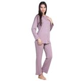 Mecit 6105 Gül Kurusu Kadın Büyük Beden Boydan Düğmeli Pijama Takımı