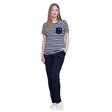 Mecit 6202 Lacivert Çizgili Büyük Beden Kadın Pijama Takımı