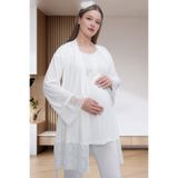 Mecit 6203 Ekru Sabahlıklı Lohusa Pijama Takımı