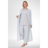 Mecit 6316 Mavi Kadın Büyük Beden Sabahlıklı Pijama Takımı
