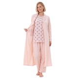 Mecit 6316 Pudra Kadın Büyük Beden Sabahlıklı Pijama Takımı