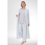 Mecit 6317 Mavi Kadın Büyük Beden Sabahlıklı Pijama Takımı