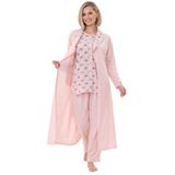 Mecit 6317 Pudra Kadın Büyük Beden Boydan Düğmeli Sabahlıklı Pijama Takımı