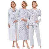 Mecit 6318 Mavi Büyük Beden Kadın Sabahlık Pijama Gecelik Set