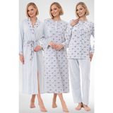 Mecit 6319 Mavi Büyük Beden Kadın Sabahlık Pijama Gecelik Set
