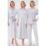 Mecit 6320 Mavi Büyük Beden Kadın Sabahlık Pijama Gecelik Set