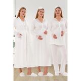 Mecit 6332 Ekru Sabahlık Gecelik Pijama Hamile Lohusa Set