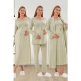 Mecit 6332 Yeşil Sabahlık Gecelik Pijama Hamile Lohusa Set