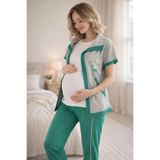 Mecit 6352 Yeşil 3'lü Hamile Lohusa Pijama Takımı