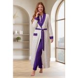 Mecit 6358 Mor Kadın Uzun Sabahlıklı Pijama Takımı