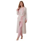 Mecit 6358 Pembe Kadın Uzun Sabahlıklı Pijama Takımı