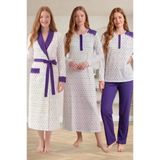 Mecit 6360 Mor Kadın Sabahlık Pijama Gecelik Set