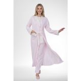 Mecit 6398 Pembe Kadın Uzun Sabahlık Boydan Düğmeli Pijama Takımı