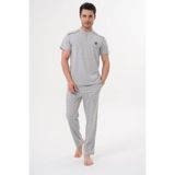 Mecit Pijama Büyük Beden Kısa Kollu Yakası Düğmeli Cepli Erkek Pijama Takımı %90 Pamuk %10 Viskon