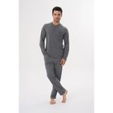 Mecit Pijama Büyük Beden Uzun Kollu Yakası Düğmeli Cepli Erkek Pijama Takımı %90 Pamuk %10 Viskon