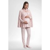 Mecit Pijama Kadın Uzun Kollu Dantel Pelerinli Lohusa(Hamile) 3^Lü Pijama Takımı %75 Pamuk %25 Viskon
