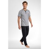 Mecit Pijama Mecit 4006 Gri %100 Pamuk Kısa Kollu Erkek Pijama Takımı