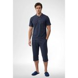 Mecit Pijama Mecit 4007 Antrasit %100 Pamuk Büyük Beden Kapri Erkek Pijama Takımı - 2XL