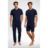 Mecit Pijama Mecit 4008 Lacivert %100 Pamuk 3'lü Büyük Beden Erkek Pijama Takımı