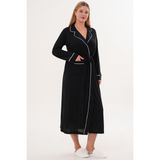 Mecit Pijama Mecit 6309 Siyah Kadın Uzun Sabahlık