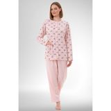 Mecit Pijama Mecit 6315 Pudra Kadın Boydan Düğmeli Büyük Beden Pijama Takımı