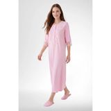 Mecit Pijama Mecit 6365 Pembe Kadın %100 Pamuk Uzun Gecelik