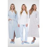 Mecit Pijama Mecit 6384 Mavi Büyük Beden Kadın Sabahlık Pijama Gecelik Seti