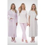 Mecit Pijama Mecit 6385 Pembe Büyük Beden Kadın Sabahlık Pijama Gecelik Set