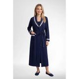 Mecit Pijama Mecit 6390 Lacivert Kadın %100 Pamuk Büyük Beden Uzun Sabahlık