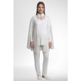 Mecit Pijama Mecit 6402 Bayan Elegant Ekru Dantel Pelerin Lohusa Pijama Takımı