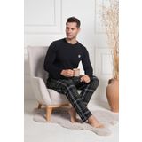 Mecit Pijama Uzun Kollu Ekoseli Kışlık Pamuklu Battal Beden Erkek Alt-Üst Pijama Takımı