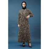 MecModest Yeni Sezon Kuşaklı Leopar Desenli Elbise - 42