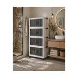 Mecra Life Çok Amaçlı Dolap Organizer 4 Katlı Tekerlekli Saklama Dolabı Mutfak Banyo Balkon Kiler