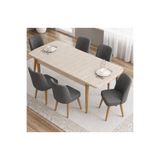 MEDA CONCEPT Traverten Collection 6 Kişilik Açılır Yemek Masası Takımı