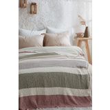 Medaillon Home Çizgili 4 Katlı Müslin %100 Pamuklu Çift Taraflı Yatak Örtüsü - Pike 220x240