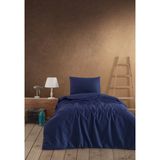 Medaillon Home Lacivert Pamuklu Lastikli Çarşaflı Tek Kişilik Nevresim Takımı - 160 x 220 cm
