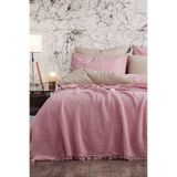 Medaillon Home Pembe 4 Katlı Müslin %100 Pamuklu Pike - Yatak Örtüsü - Tv Battaniyesi 200x220