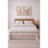Medaillon Home Yeşil 4 Katlı Müslin %100 Pamuklu Çift Taraflı Yatak Örtüsü - Pike 220X240 - Gül Kurusu - 220 x 240 cm