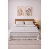 Medaillon Home Yeşil 4 Katlı Müslin %100 Pamuklu Çift Taraflı Yatak Örtüsü - Pike 220X240 - Krem - Gri - 220 x 240 cm