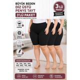 Medament 3'LÜ BÜYÜK BEDEN AĞLI DİZ ÜSTÜ KISA PENYE TAYT(EXTRA BÜYÜK BEDEN) RAHAT KALIP, YÜKSEK BEL.