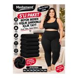 Medament 5’li Paket Büyük Beden Kışlık Şardonlu İçlik Tayt – Sıcak Tutan Yumuşak Esnek Tayt 2XL-8XL