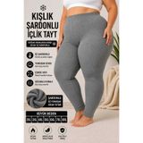 Medament Büyük Beden Gri Şardonlu Kışlık İçlik Tayt - 2XL-8XL