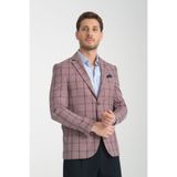 Medardo Erkek Bordo Ekoseli Slim Fit Dar Kesim Mono Yaka Spor Blazer Ceket Bordo 54