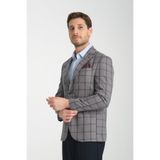 Medardo Erkek Lacivert Ekoseli Slim Fit Dar Kesim Mono Yaka Spor Blazer Ceket Lacivert 48