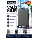 MEDBRIGHT Valiz Kılıfı Bavul Kılıfı Likralı Esnek Kumaş Ve Dayanıklı Valiz Kılıfı GRİ-VK18