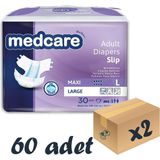 Medcare Maxi Bel Bantlı 8 Damla Large Beden 2x30 Adet Paket Hasta Bezi