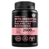MEDCHOICE Myo-Inositol and D-Chiro Inositol,Folate, Vitamin D3, Zinc, Magnezium Berberıne 120 Capsul. (Renksiz)