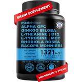 Medchoice Nootropic Brain Memory & Focus Supplement With Ginkgo Biloba, L Theanine, Bioperine, & Alpha Gpc Choline - 1321MG, 60 Capsul.made In Usa