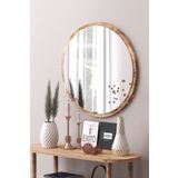 meDDex 58 Cm Yuvarlak Antre Hol Koridor Duvar Salon Mutfak Banyo Wc Ofis Aynası 58 Ceviz Ayna
